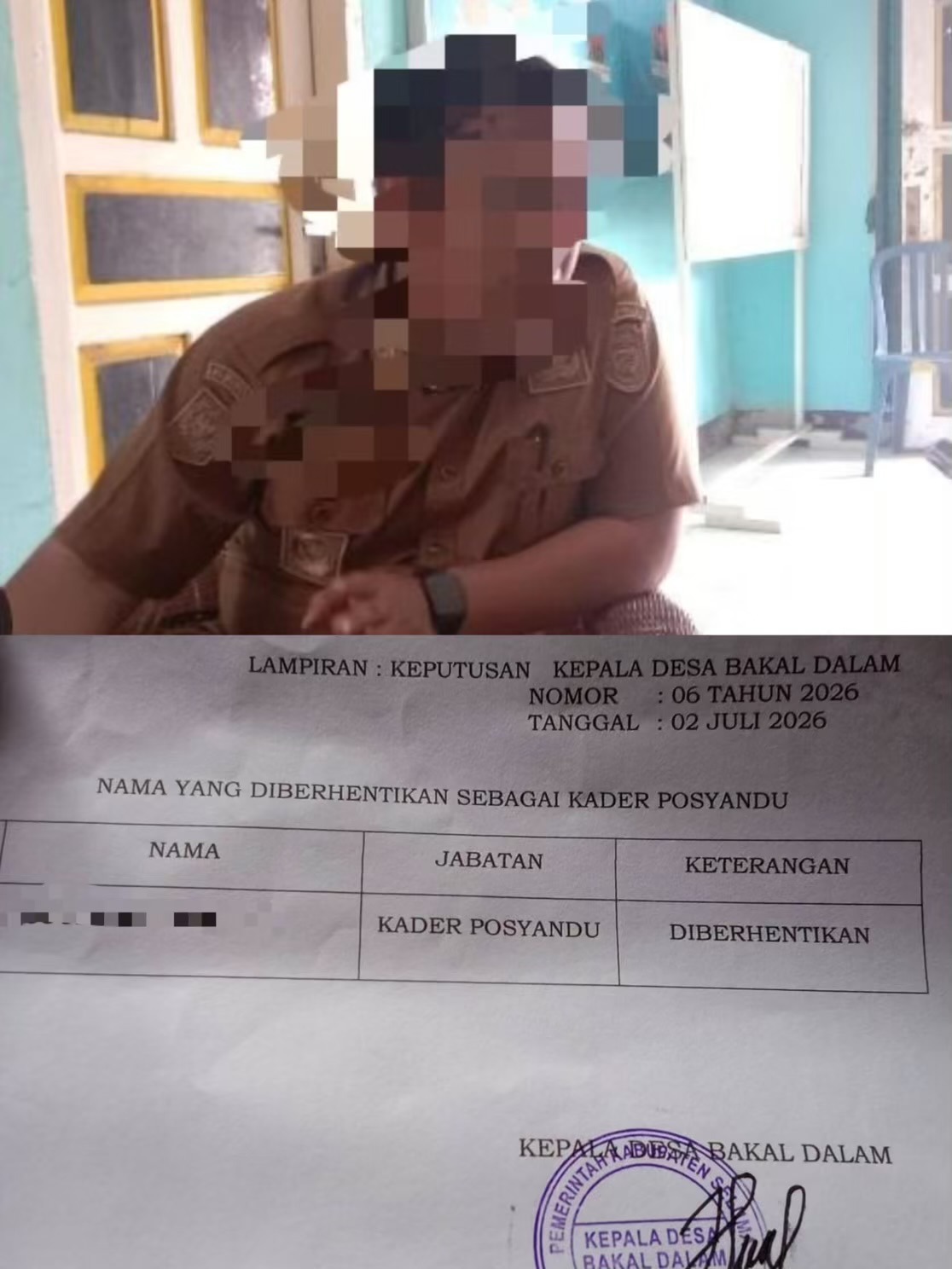 Kader desa diduga dipecat sepihak dan honor tertunda, Warga desa Bakal Dalam minta APH bertindak