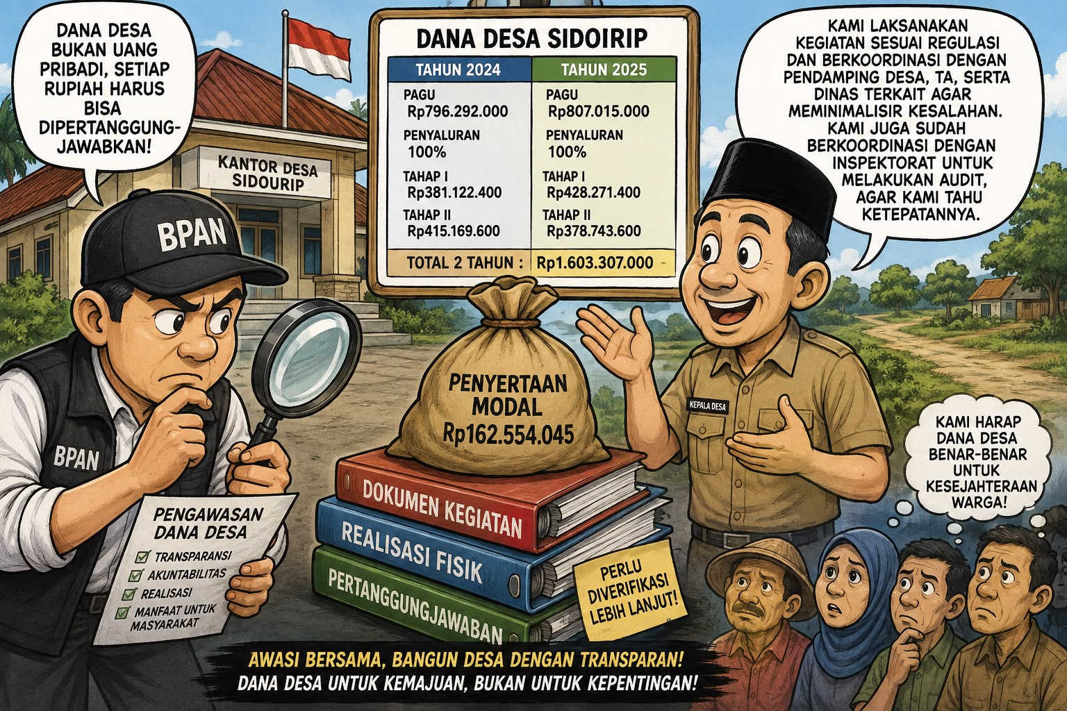 Dana Desa SidoUrip Capai Rp1,60 Miliar dalam Dua Tahun, Penyertaan Modal Rp162,5 Juta Disorot BPAN