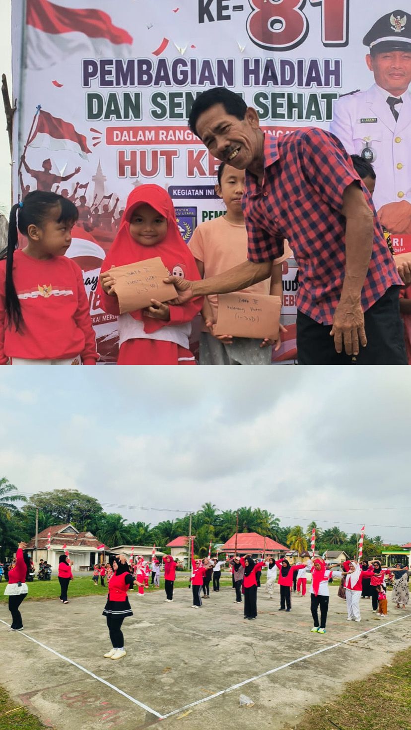 Puncak HUT RI ke-81 di Desa Pasar Sebelat Meriah, Warga Ikuti Senam Sehat dan Terima Beragam Hadiah