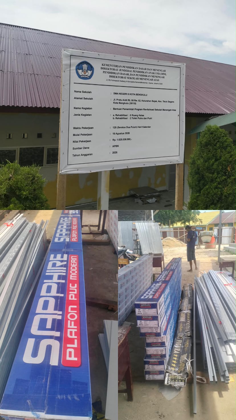 Revitalisasi SMA Negeri 6 Kota Bengkulu Disorot, Dugaan Kejanggalan Konstruksi dan Mutu Pekerjaan Dipertanyakan
