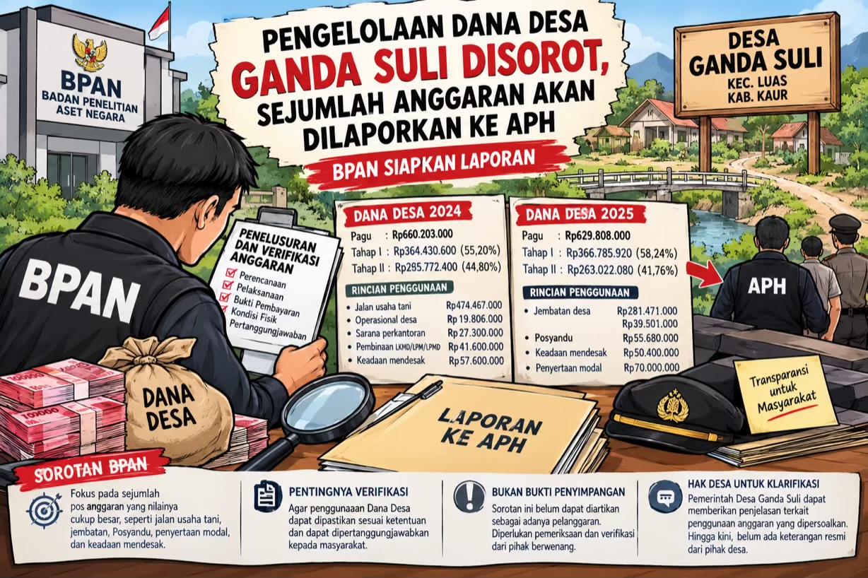 Dana Desa Ganda Suli Tahun 2024–2025 Jadi Sorotan, BPAN Siapkan Laporan ke APH